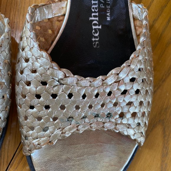Vintage Stephane Kelian Gold Weave Sandals Sz 8 - Picture 1 of 9